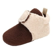 dmqupv Snow Boots for Boys Size 4 Warm Slippers Toddler Winter Boots With Non Slip Bottom Baby Boots Boy Shoes Coffee 13